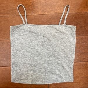 Divided- Gray Square Neck Cropped Top Summer Everyday Base Basic Size Small